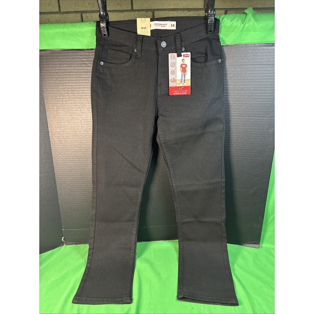 Levi's Boys 511 Slim Fit Denim Jeans Size 14 Black Performance Stretch NWT